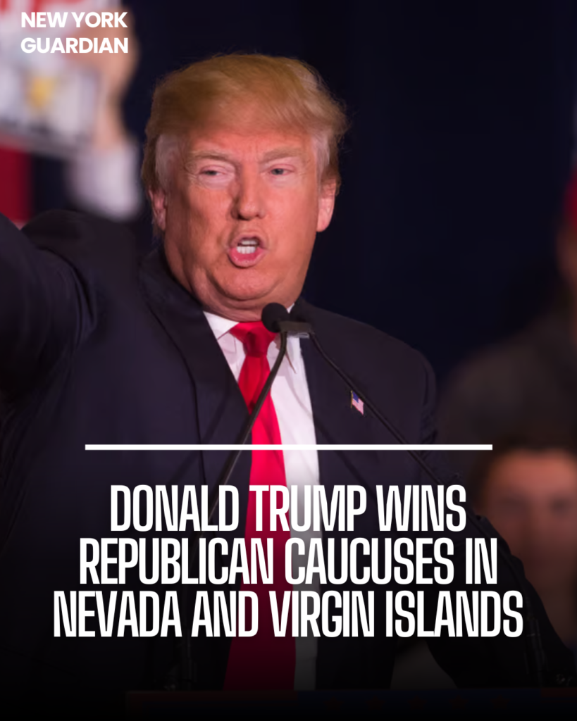 Donald Trump won the Republican presidential nominating caucuses in Nevada and the US Virgin Islands.