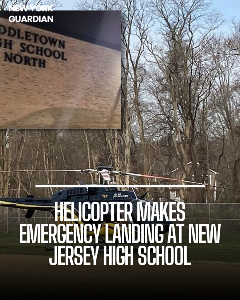 A helicopter was pushed into an emergency landing at Middletown High School North in New Jersey.