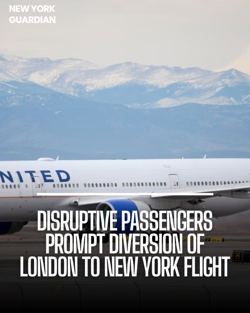 United Airlines Flight 883 was diverted to Maine owing to disruptive behaviour by two inebriated passengers.