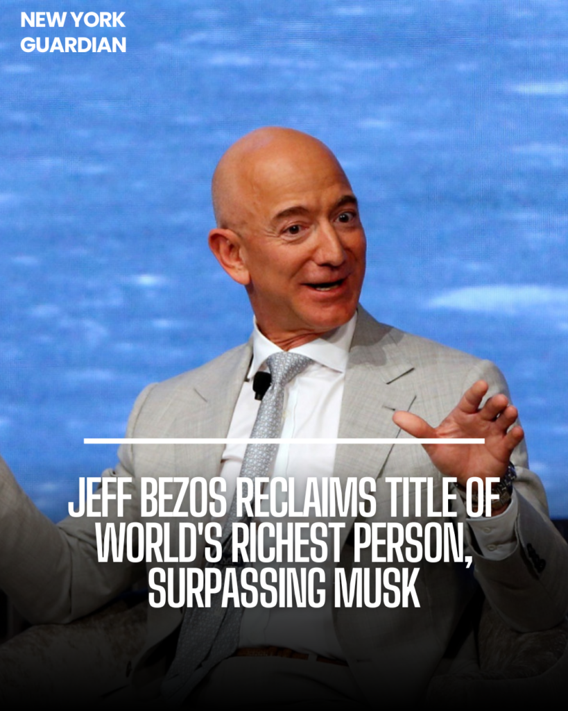 According to the Bloomberg Billionaires Index, Jeff Bezos has regained his position as the world's richest person, surpassing Elon Musk.