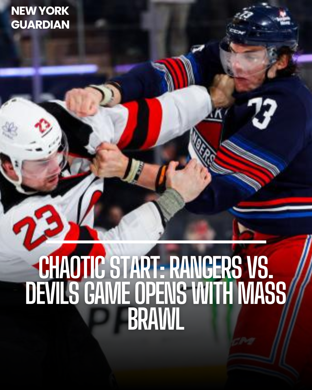 The New York Rangers and New Jersey Devils set a violent tone for Wednesday night's game with a big brawl