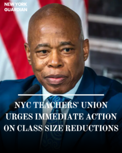 The New York City teachers union has urged the Department of Education to speed the implementation of the state's class size law.